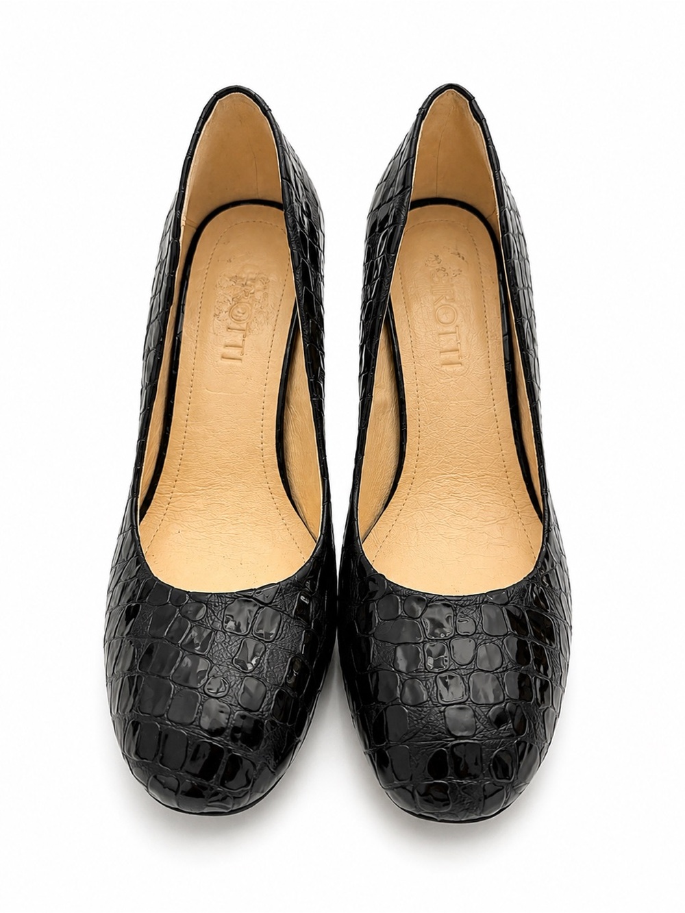 Girotti Women’s Black Croc Embossed Patent Leather High Heels Pumps EU 41